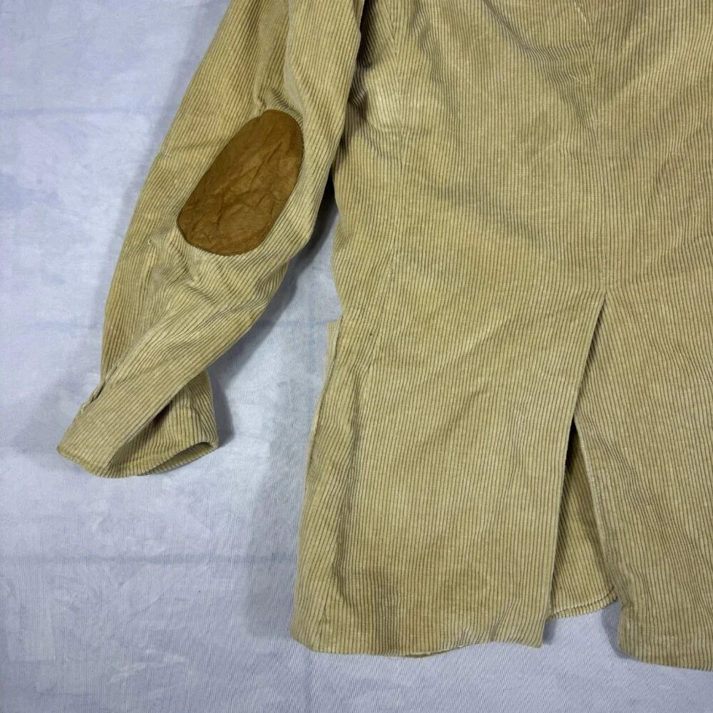 Vtg Brad Whitney‎ Men's Corduroy Blazer Beige Elbow Patch Lined Single Breasted
